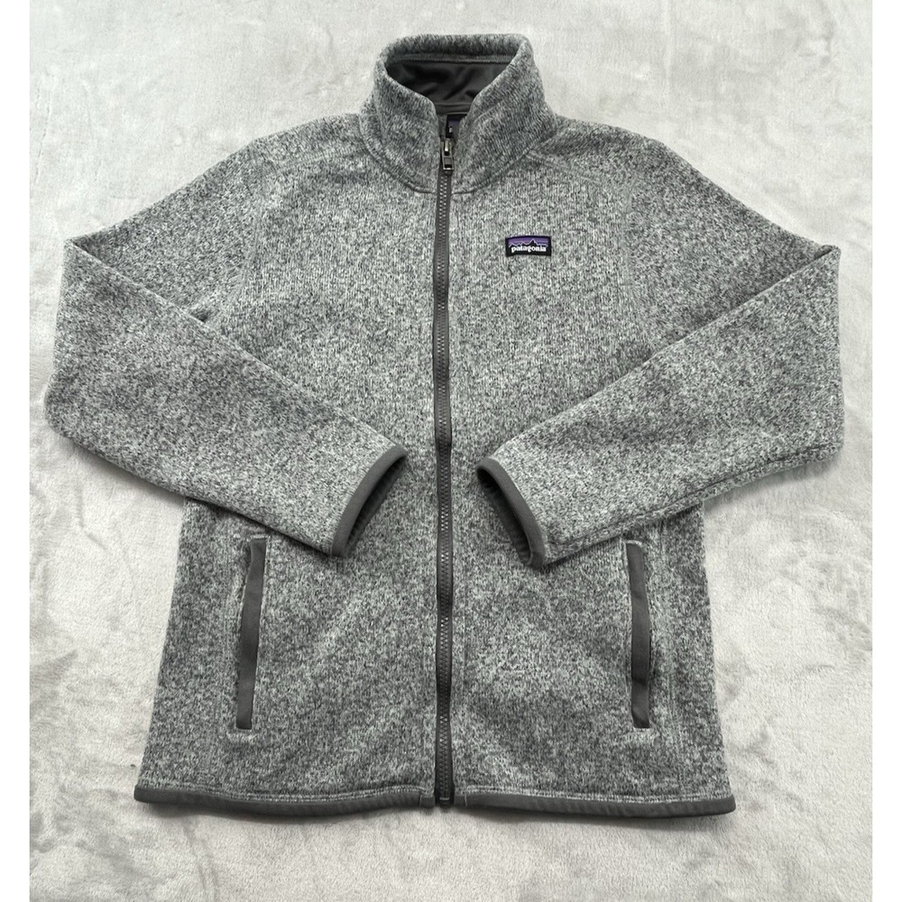 Patagonia Better Sweater Jacket Kids Large 12 Gray Full Zip Fleece Mock Neck
